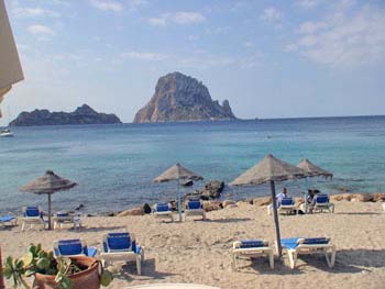 Cala d'Hort mit Blick auf Es Vedra